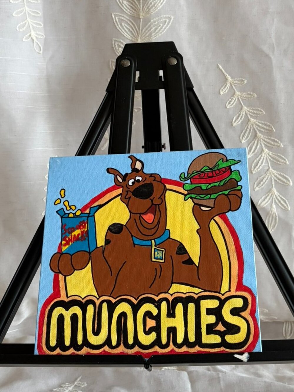 Hand Painted Scooby Doo Munchies Retro Canvas 8x8